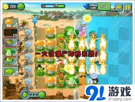 植物大戰(zhàn)僵尸2巨浪沙灘第7關(guān)攻略 海陣