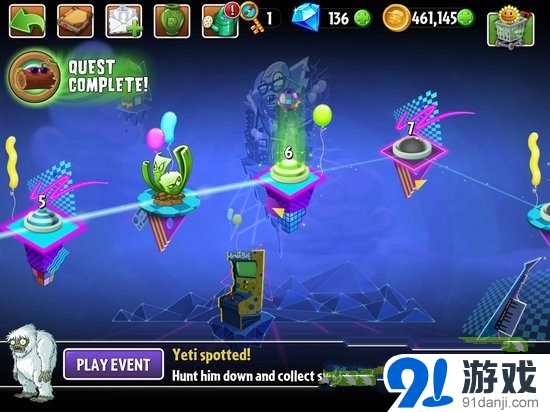 植物大戰(zhàn)僵尸2魔音氖光游第6關(guān)通關(guān)攻略