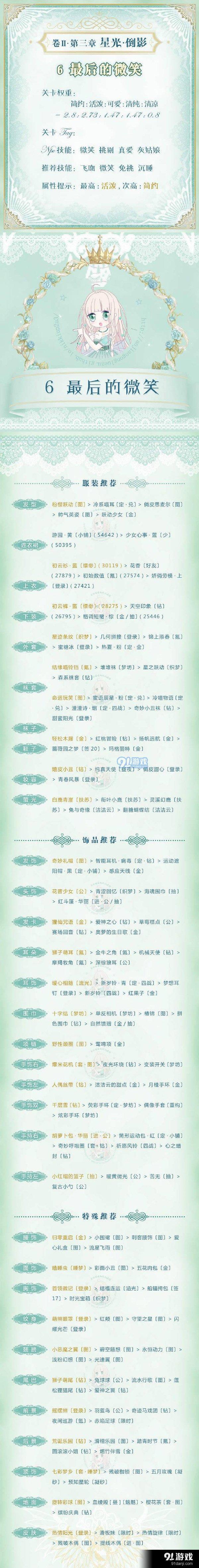奇跡暖暖星光倒影第六關(guān)攻略 最后的微笑高分搭配攻略