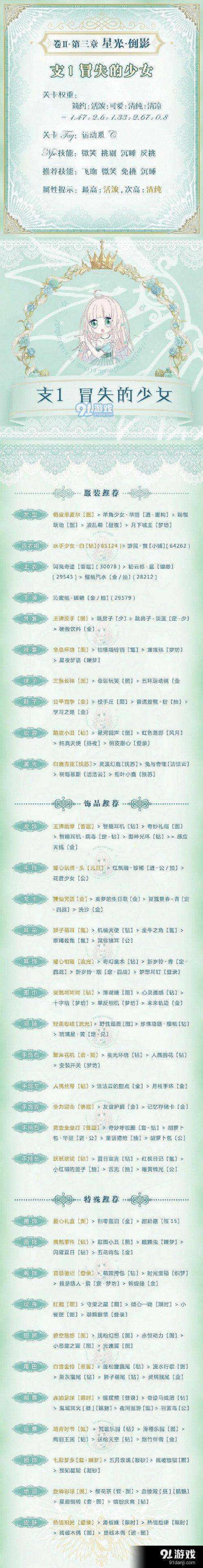 奇跡暖暖星光倒影支線1攻略 冒失的少女高分搭配攻略