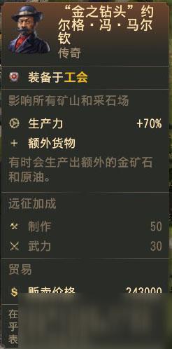 《紀(jì)元1800》傳奇人物金之鉆頭屬性一覽