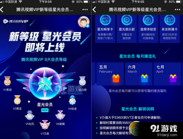 騰訊視頻vip新等級(jí)星光會(huì)員特權(quán)說明_52z.com