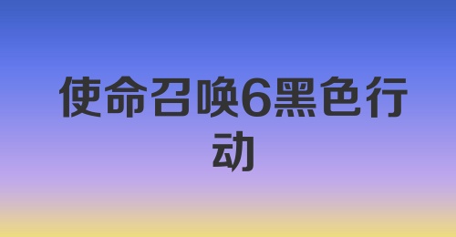 使命召唤6黑色行动