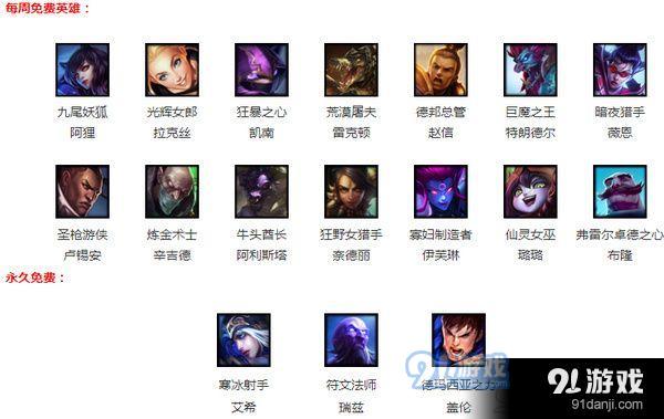 lol12.22周免英雄公告 lol2017年12月22日周免英雄有哪些