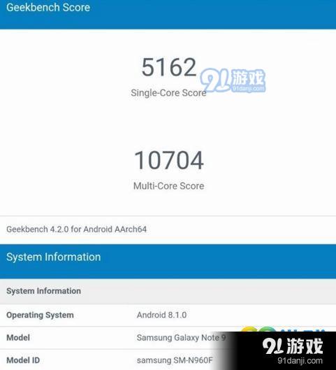 三星note9跑分多少 三星note9单核跑分超A11