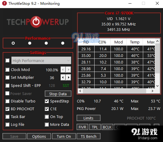 ThrottleStop monitoring（电脑降温）